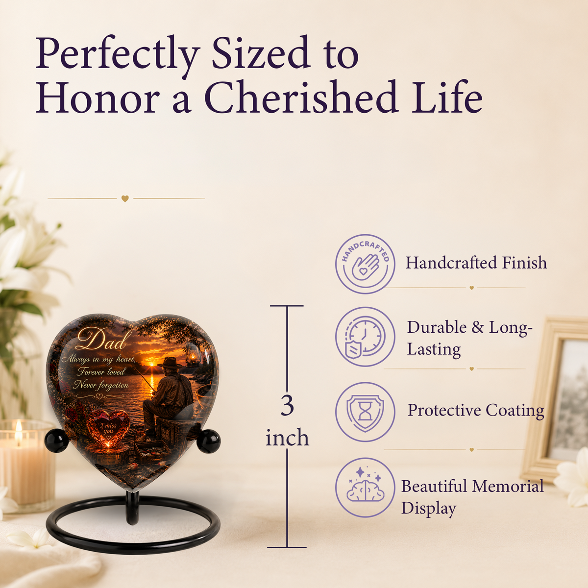 Fishing Urn for Dad – Gone Fishing Urn for Human Ashes, Fishing Cremation Urn & Personalized Dad Memorial Urn