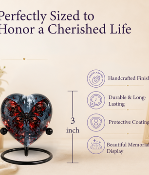 Gothic Butterfly Cremation Urn for Ashes, Skull Butterfly Urn, Red Black Gothic Memorial Urn, Halloween Heart Urn, Personalized Keepsake