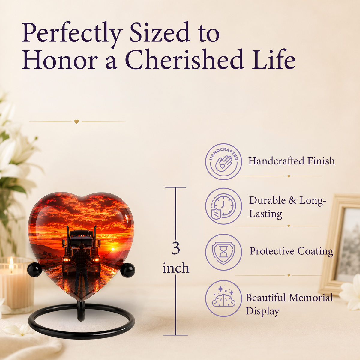 Personalized Trucker Cremation Urn for Ashes | Adult Memorial Urn for Truck Driver