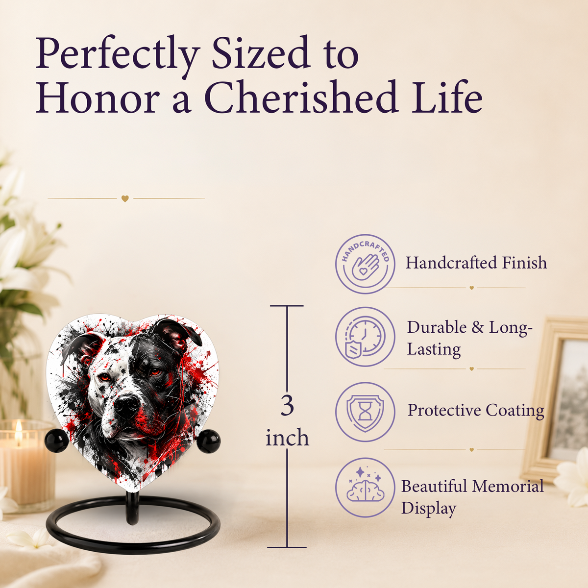 Pitbull Cremation Urn for Ashes, Dog Memorial Urn, Personalized Pit Bull Urn, Pet Keepsake Urn,