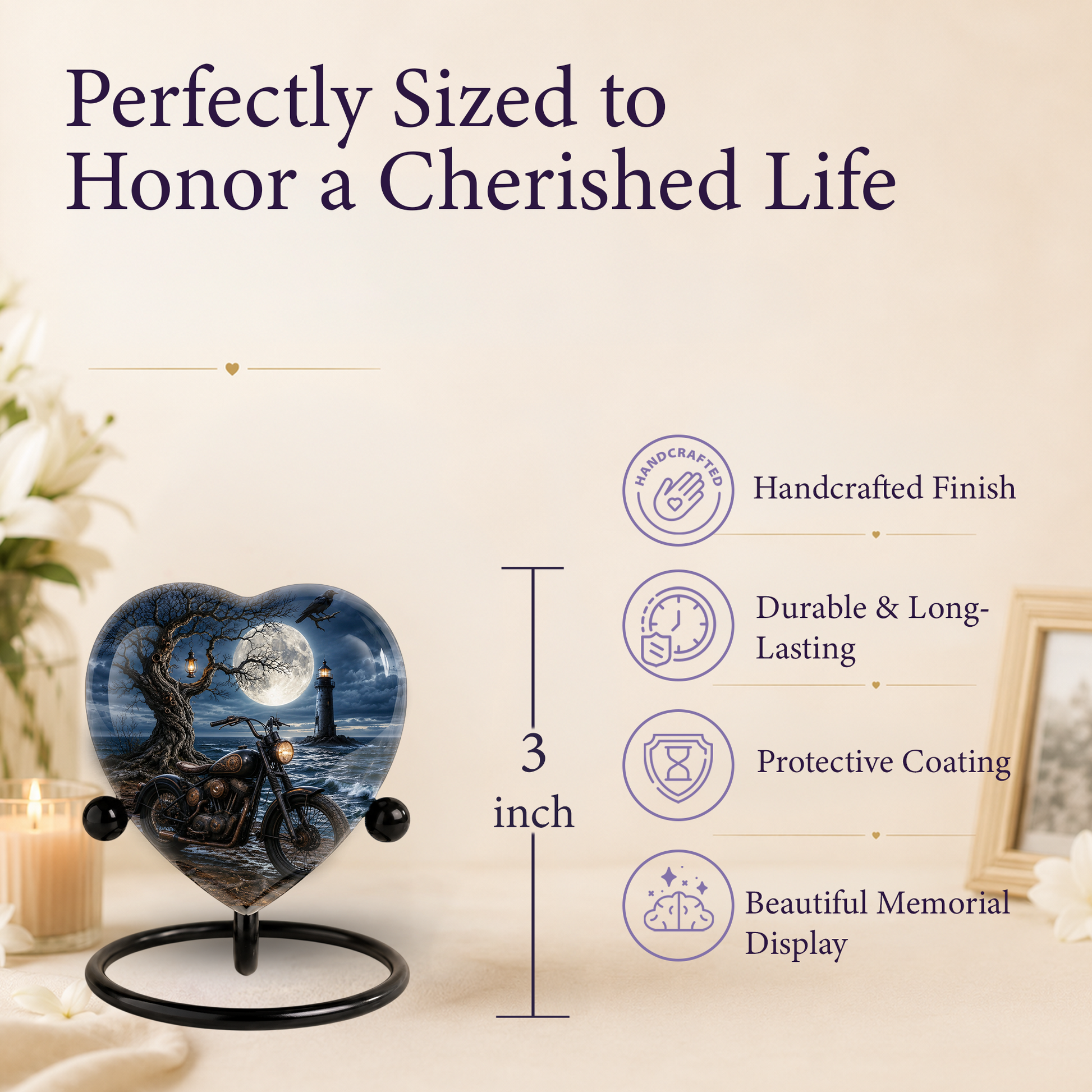 Bike and Lighthouse Cremation Urn for Dad – Personalized Adult Male Urn for Ashes