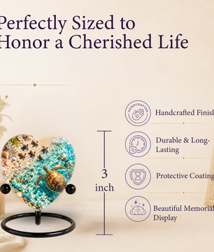 Sea Turtle Cremation Urn for Ashes, Turtle Beach Memorial Urn, Ocean Life Heart Urn