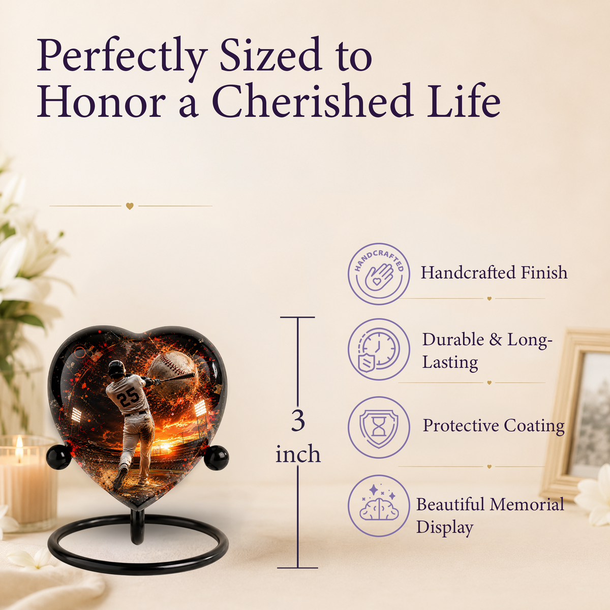 Personalized Baseball Cremation Urn for Ashes | Adult Sports Memorial Urn for Dad