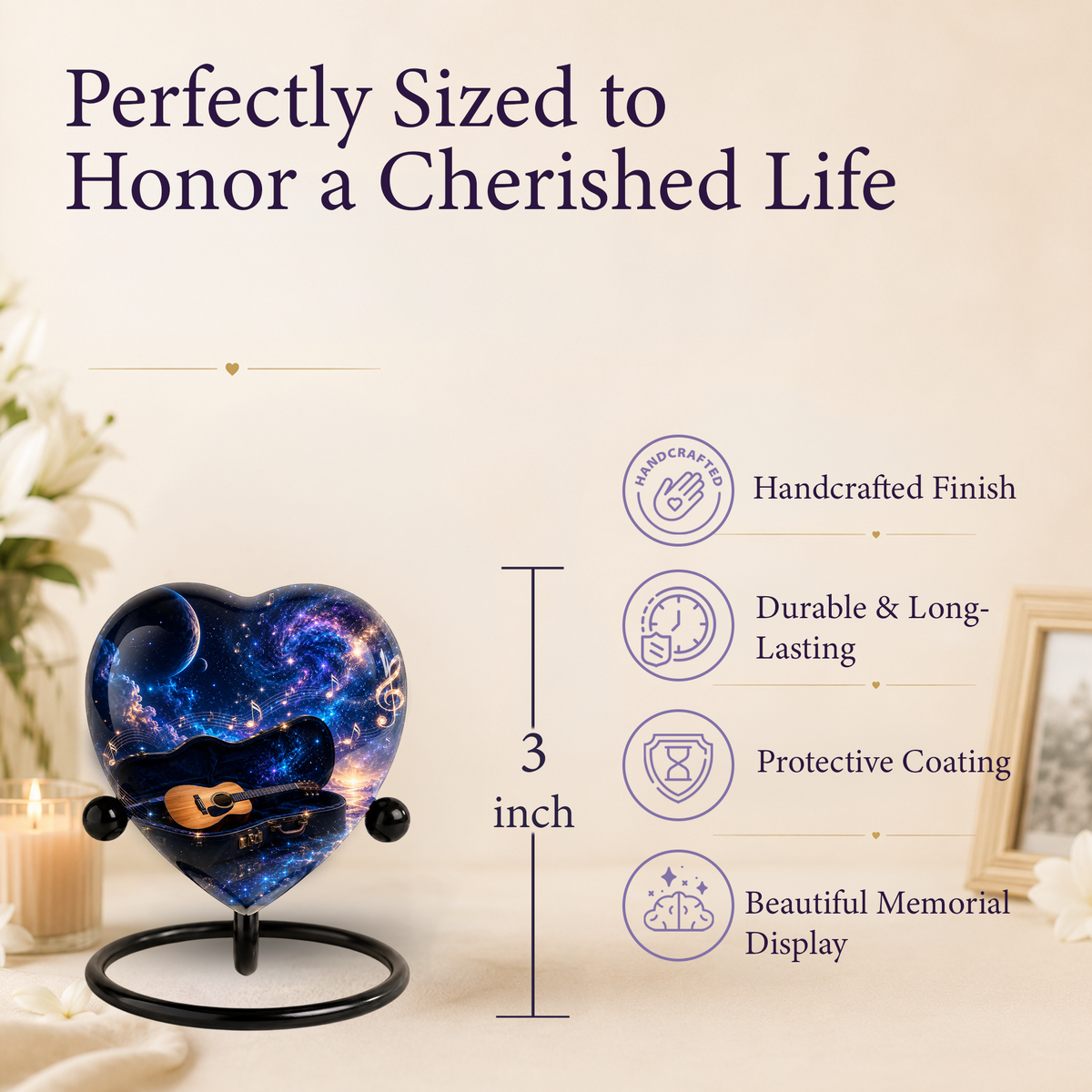 Music Guitar Adult Urn – Guitar Cremation Urn for Adult Ashes, Musical Memorial Adult Urn