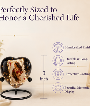 Queen of Hearts Urn – Queen of Hearts Cremation Urn, Playing Card Memorial Urn, Heart-Shaped Adult Urn for Ashes