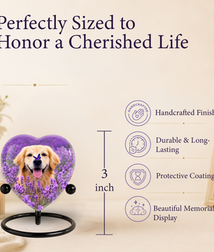 Personalized Dog Urn for Ashes – Golden Retriever Butterfly & Lavender Heart Memorial Pet Urn