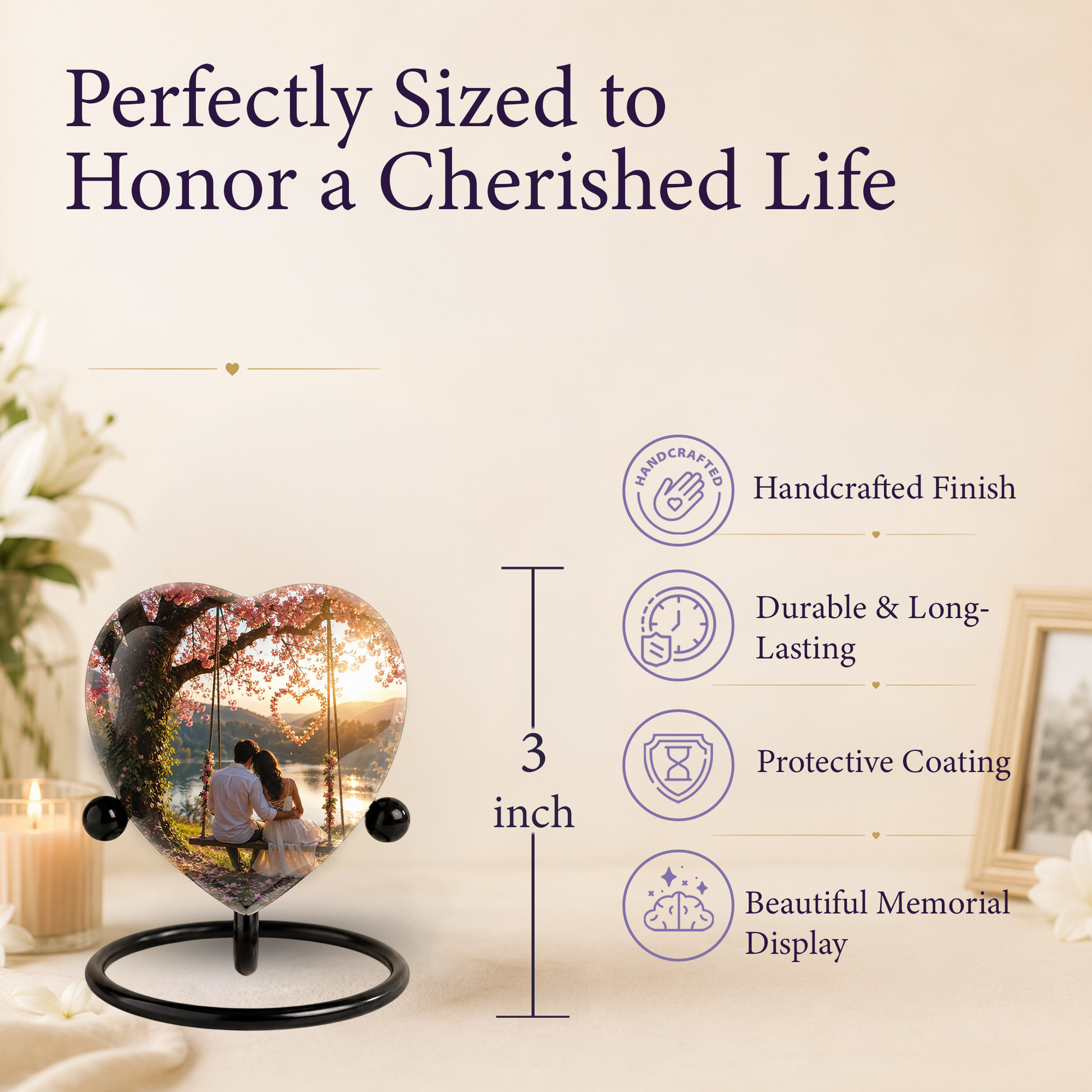 Loving Couple Heart Cremation Urn for Adults – Beautiful Adult Urn for Ashes, Romantic Memorial Urn for Husband & Wife