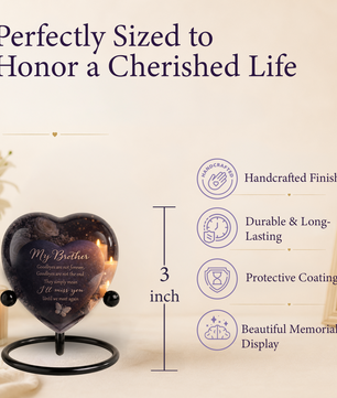 Heart-Shaped Brother Memorial, Adult Cremation Urn, Adult Urns for Ashes, Brother Keepsake Urn