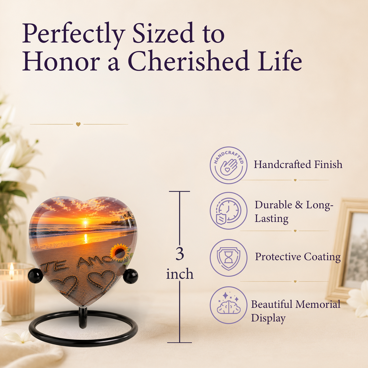 Beach Urn – Beach Urn for Human Ashes, Ocean Sunset Cremation Urn & Beach Keepsake Urn