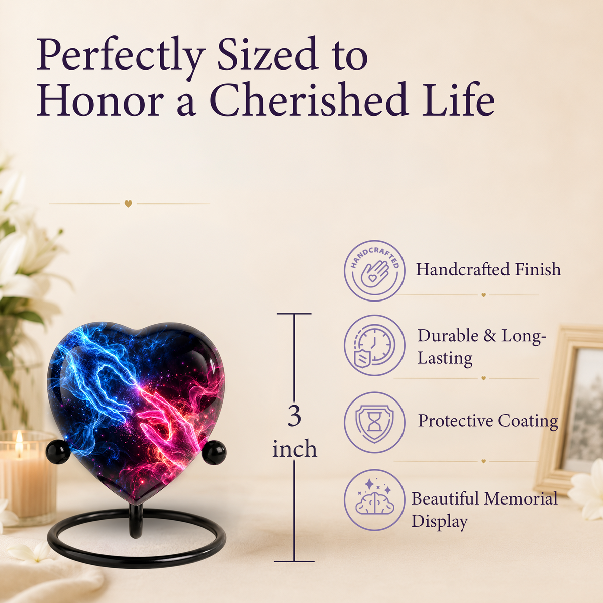 Blue and Pink Hands Memorial Urn for Ashes, Celestial Touch of Heaven Cremation Urn