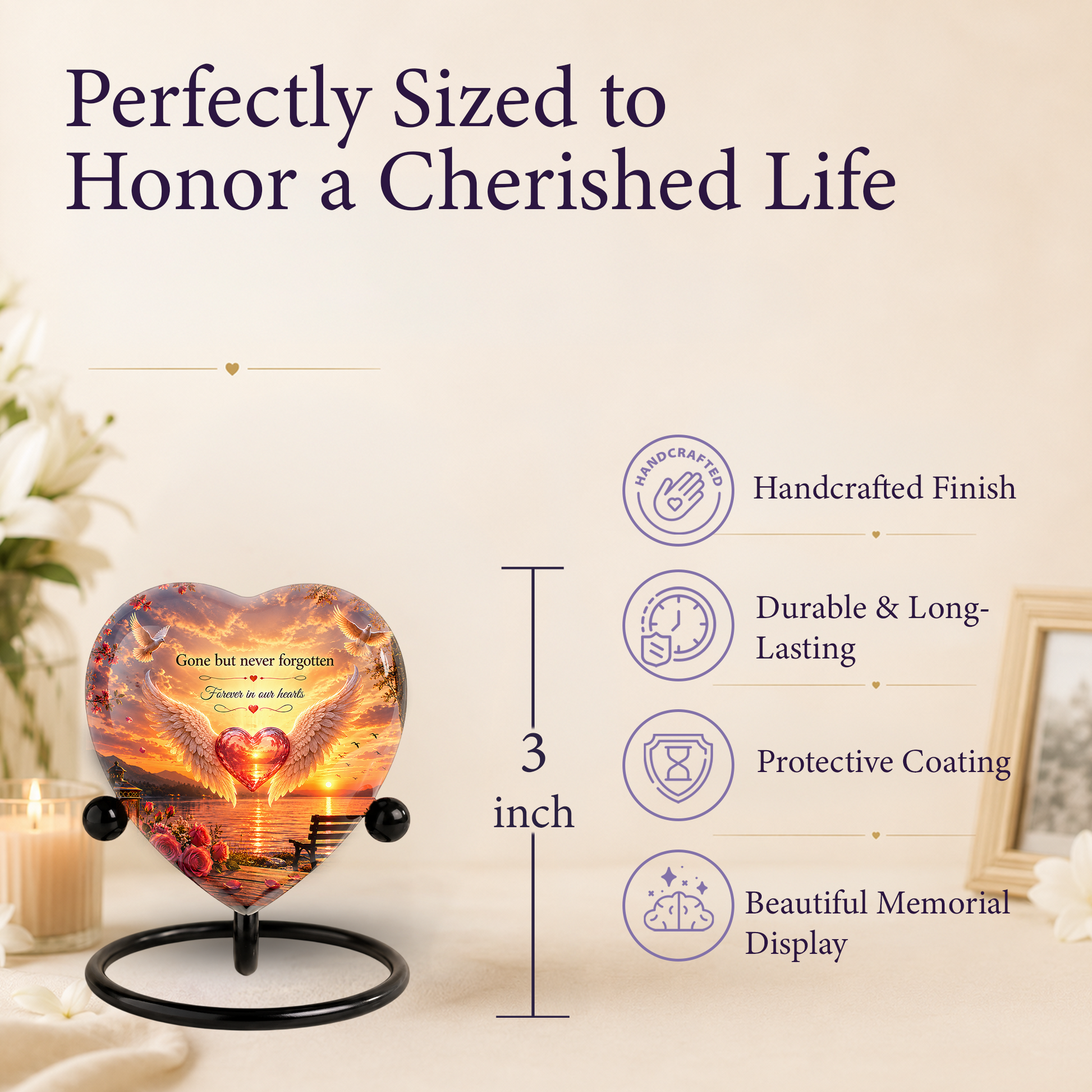 Angel Wing Sunset Urn – Adult Urn for Ashes, Angel Wings Memorial Cremation Urn, Sunset Adult Cremation Urn
