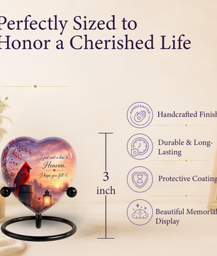 Cardinal Memorial Heart Urn, Adult Cremation Urn and Adult Urns for Ashes