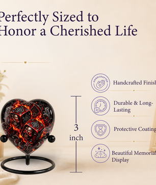 Skull Dice Adult Cremation Urn for Ashes, Personalized Gothic Adult Urn, Gambling Memorial Urn, Skull Heart Cremation Urn, Red Black Urn