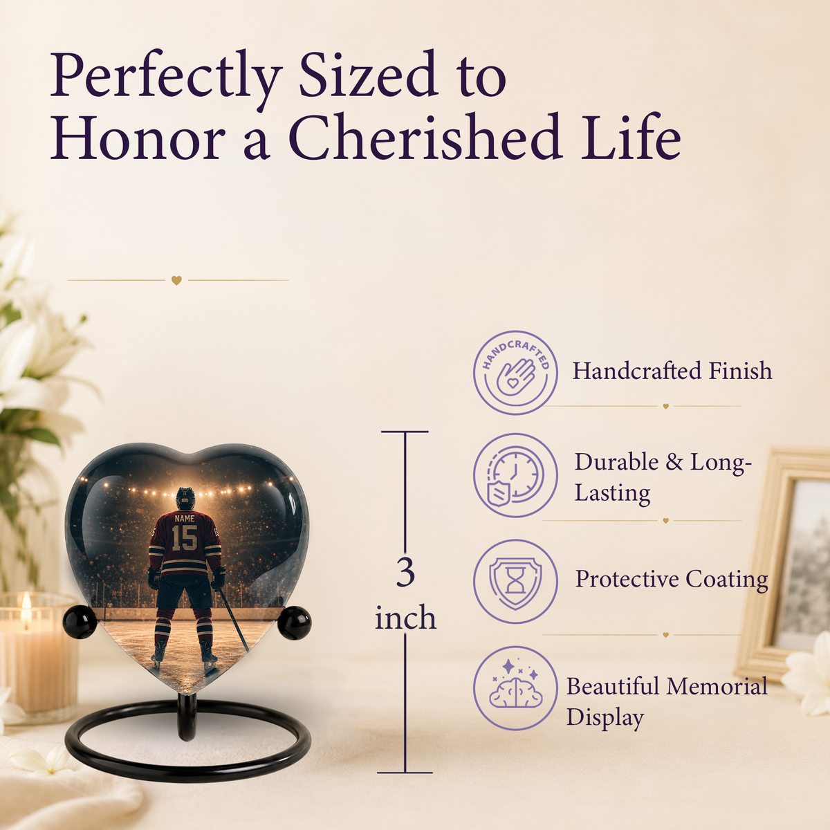 Hockey Adult Urn – Ice Hockey Player Adult Cremation Urn for Ashes