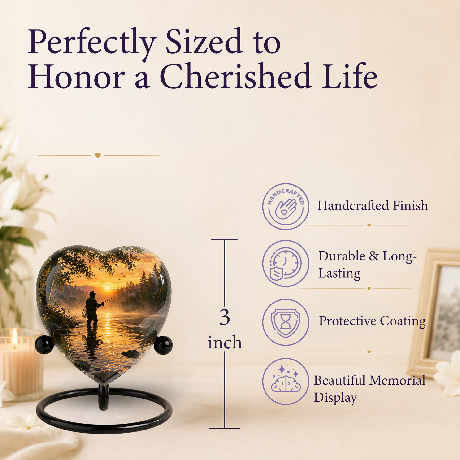 Fishing Urn for Dad – Gone Fishing Memorial Urn, Fishing Urns for Human Ashes, Keepsake Urn for Dad, Personalized Fishing Cremation Urn