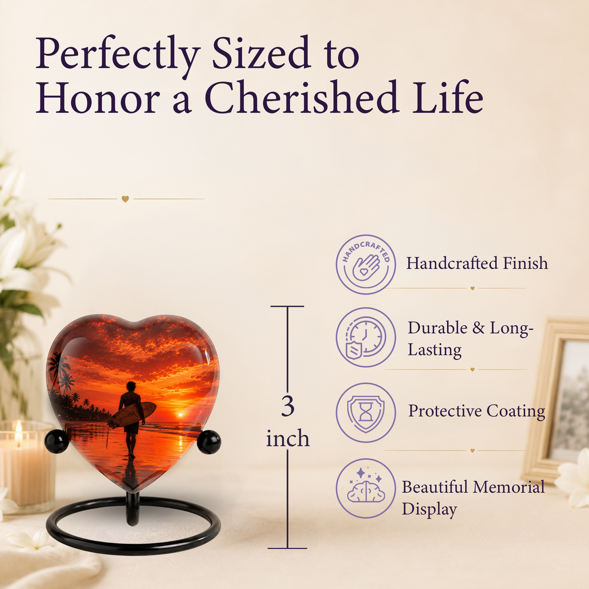 SEO Title  Beach Cremation Urn for Dad, Personalized Ocean Urn for Adult Male Ashes, Surfing Memorial Urn for Father