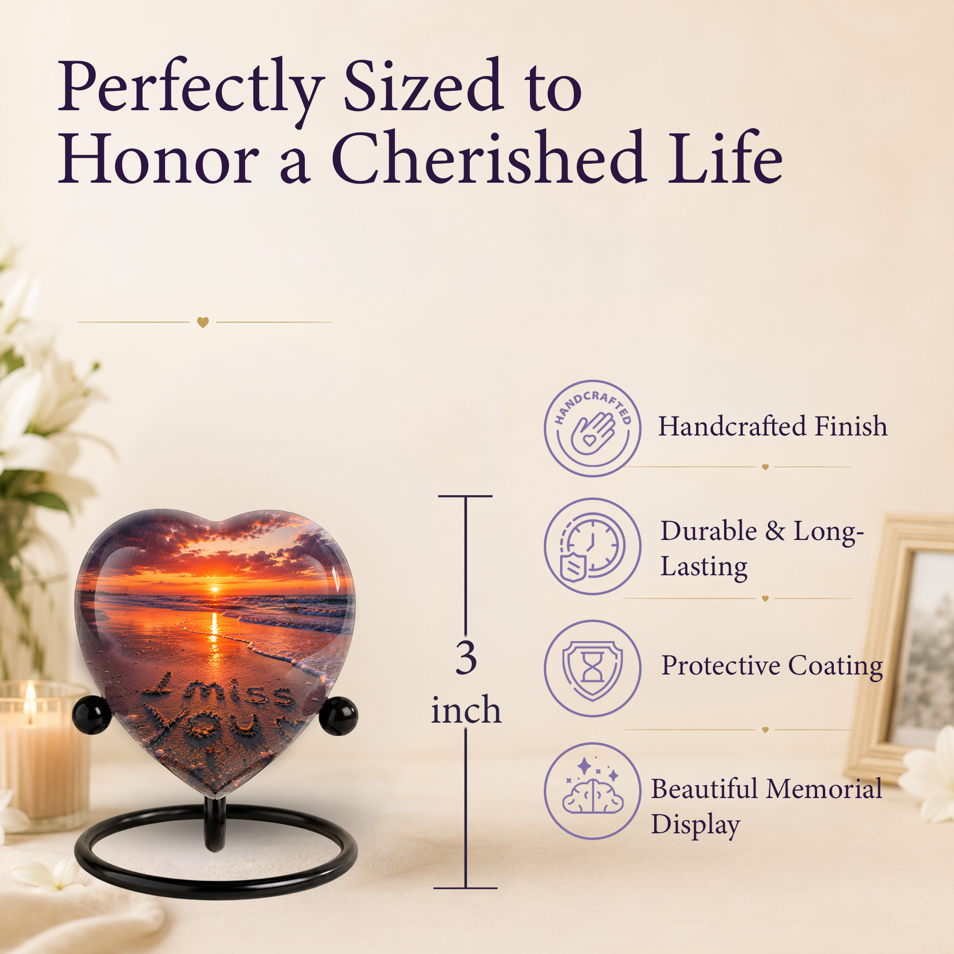 Beach Urn for Human Ashes – Ocean Sunset Beach Cremation Urn, Beach Keepsake Urn & Memorial Urn