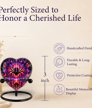 Spider Cremation Urn for Ashes, Gothic Spider Memorial Urn, Black Widow Spider Urn, Web Themed Adult Urn, Personalized Heart Shaped Urn
