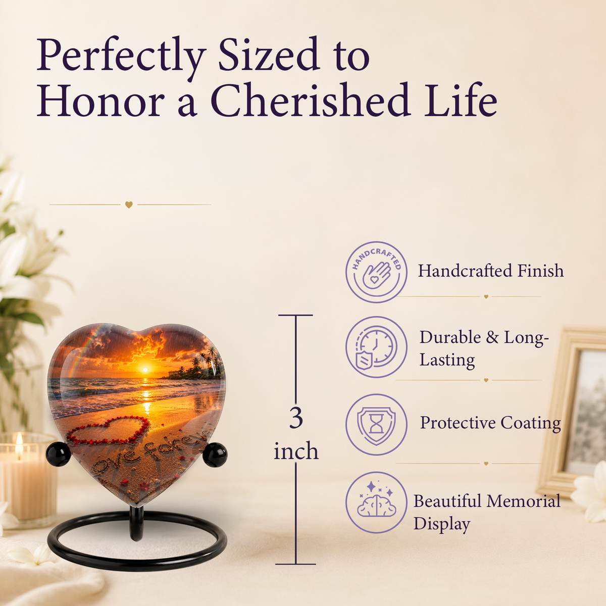 Beach Urn for Human Ashes – Ocean Sunset Cremation Urn, Beach Keepsake Urn & Beautiful Memorial Urn