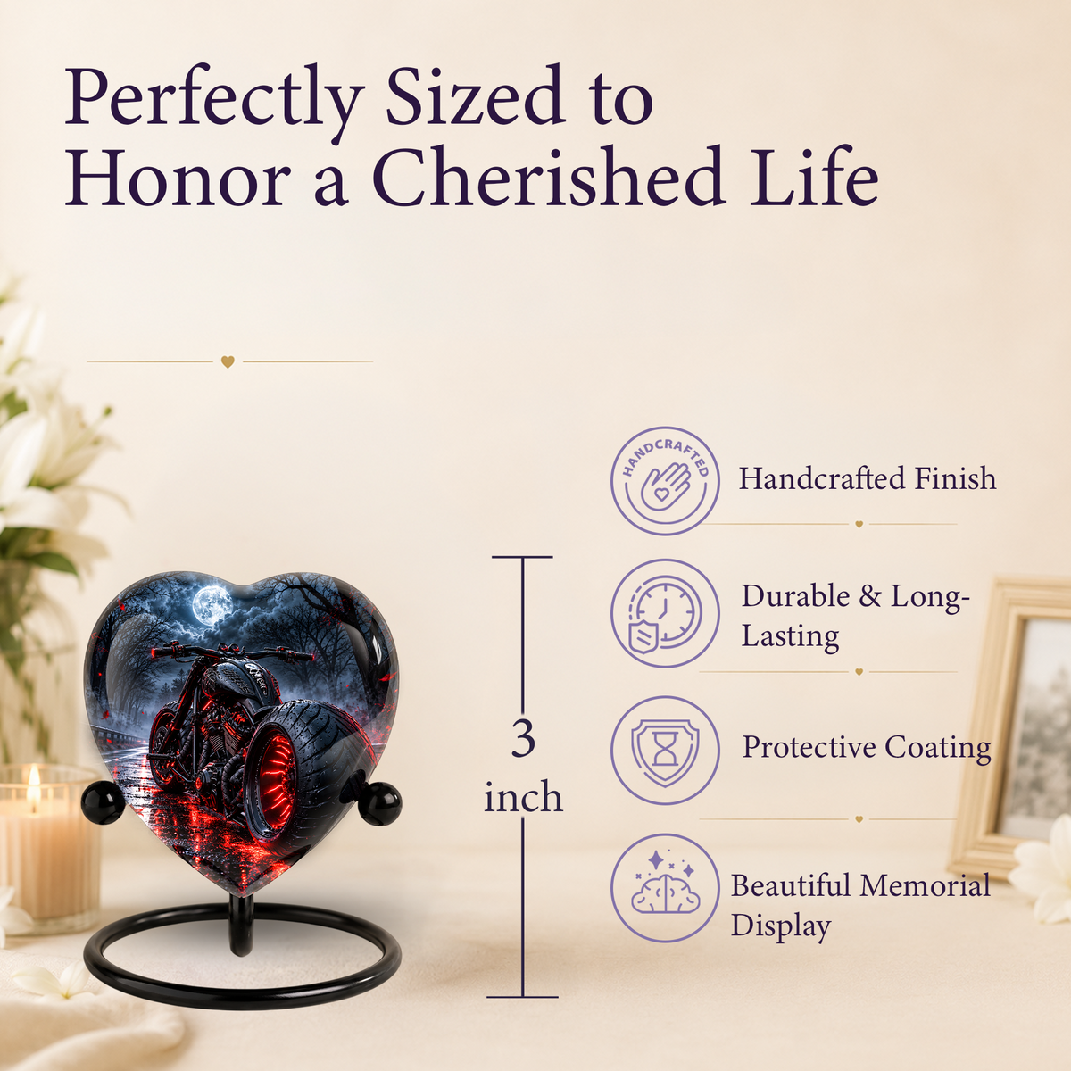 Motorcycle Urn for Dad's Ashes, Personalized Adult Cremation Urn for Men, Biker Memorial Urn