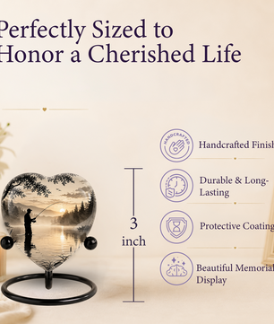 Gone Fishing Heart-Shaped Urn for Dad – Fishing Cremation Urn for Father, Men & Ashes