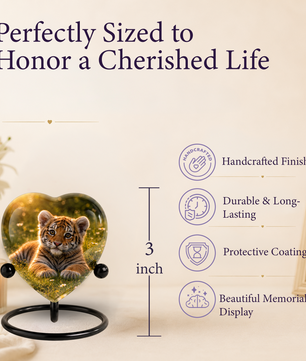 Tiger Urn for Ashes, Heart Shaped Memorial Urn, Personalized Tiger Cremation Urn