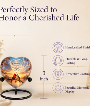 Cardinal Urn for Ashes, Heart Shaped Adult Cremation Urn, Personalized Cardinal Memorial Urn