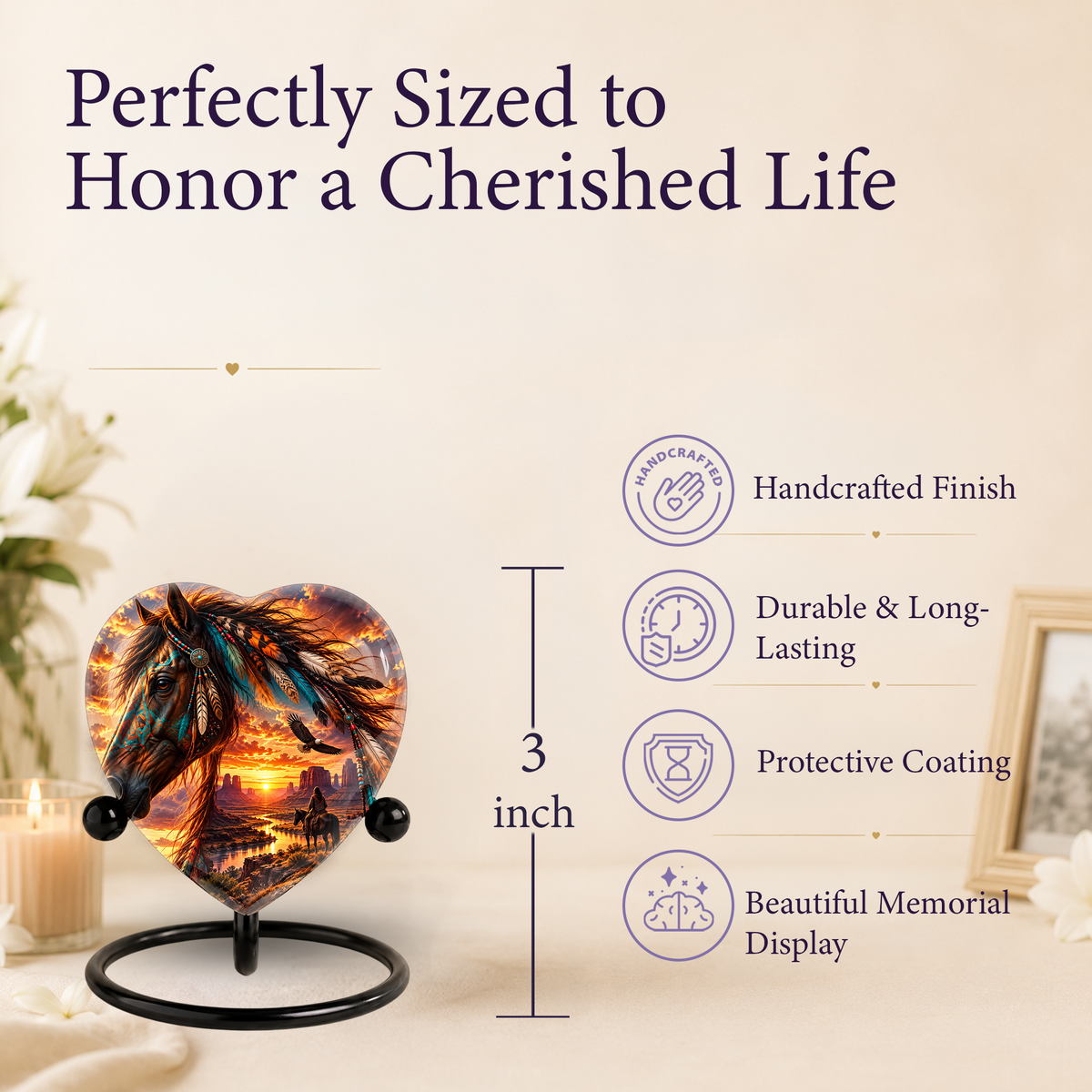 Native American Horse Adult Cremation Urn for Ashes – Western Horse Memorial Urn