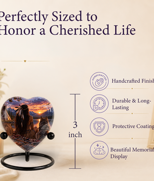 Native American Wolf Adult Cremation Urn for Ashes, Personalized Adult Urn, Wolf Memorial Urn, Indigenous Inspired Heart Urn, Adult Cremation Urn