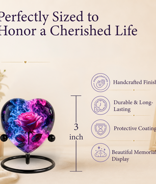 Pink Rose Adult Urn – Adult Urn for Ashes, Rose Cremation Urn, Heart-Shaped Adult Cremation Urn