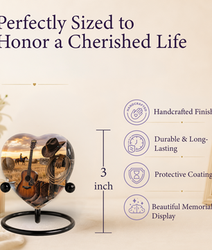 Cowboy Urn for Dad – Western Heart Shaped Cremation Urn for Father, Son & Men