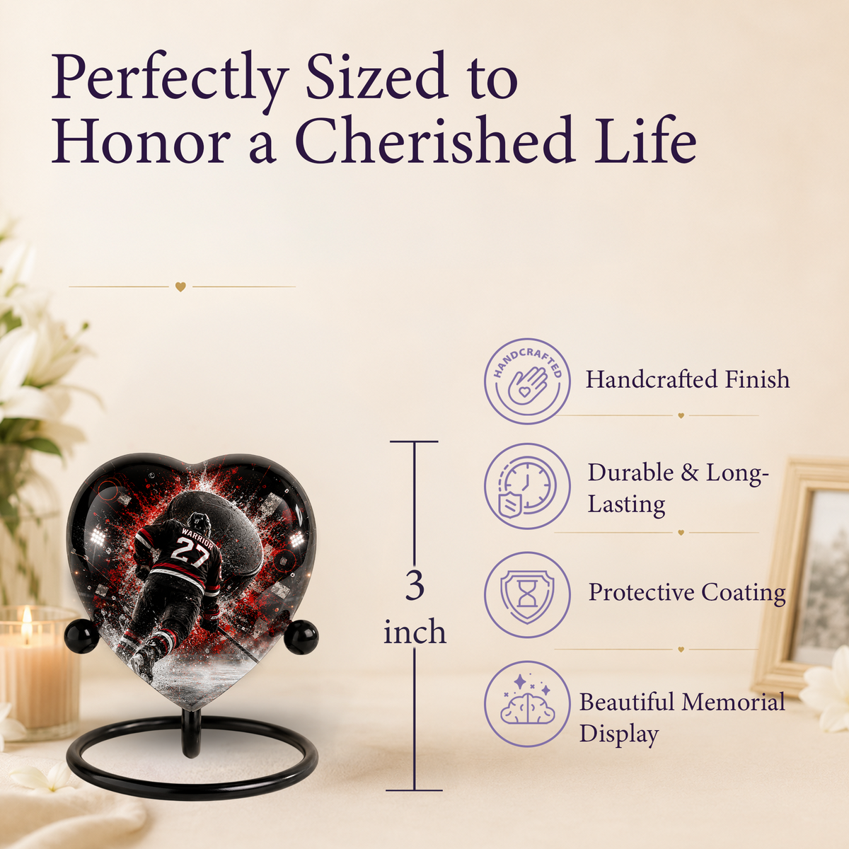 Personalized Hockey Cremation Urn for Dad | Adult Ice Hockey Urn for Ashes & Men