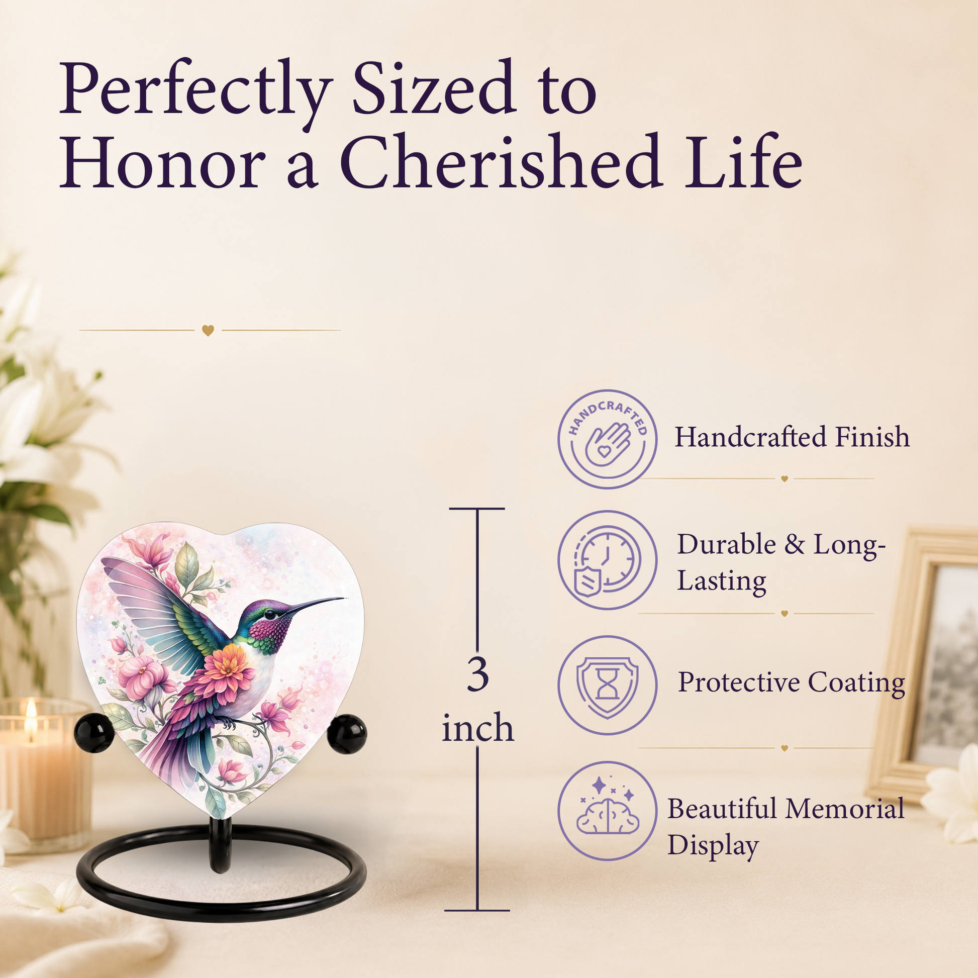 Hummingbird Cremation Urn – Adult Urn for Ashes, Beautiful Memorial Urn for Adults