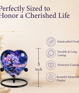 Cherry Blossom Adult Urn for Ashes, Tree of Life Memorial Urn, Pink Sakura Tree Cremation Urn