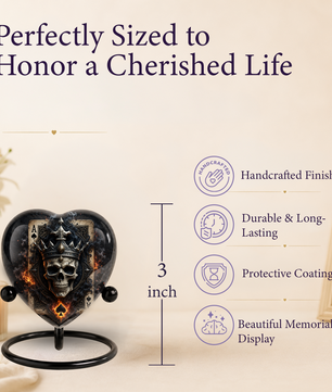 Skull King Heart Cremation Urn for Adults – Unique Adult Urn for Ashes