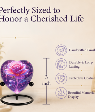 Rose Heart Urn for Mom – Personalized Keepsake Urn for Mom, Beautiful Cremation Urn for Female Ashes