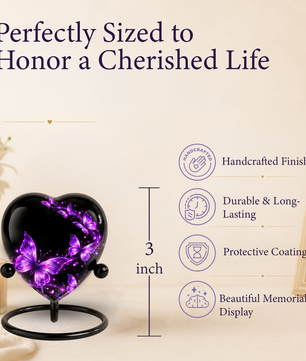 Purple Butterfly Adult Cremation Urn for Ashes, Personalized Butterfly Memorial Urn, Purple Heart Urn, Butterfly Cremation Urn, Adult Urn