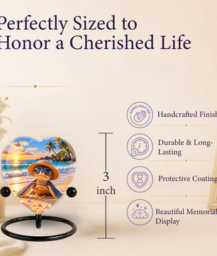 Turtle Beach Cremation Urn for Ashes, Sea Turtle Memorial Urn, Ocean Sunset Urn, Heart Shaped Cremation Urn,
