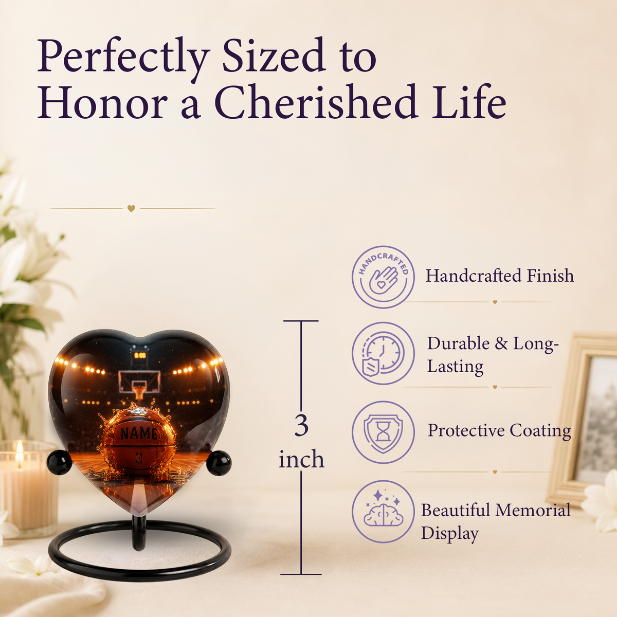 Basketball Adult Urn – Personalized Adult Cremation Urn for Ashes, Sports Memorial Urn
