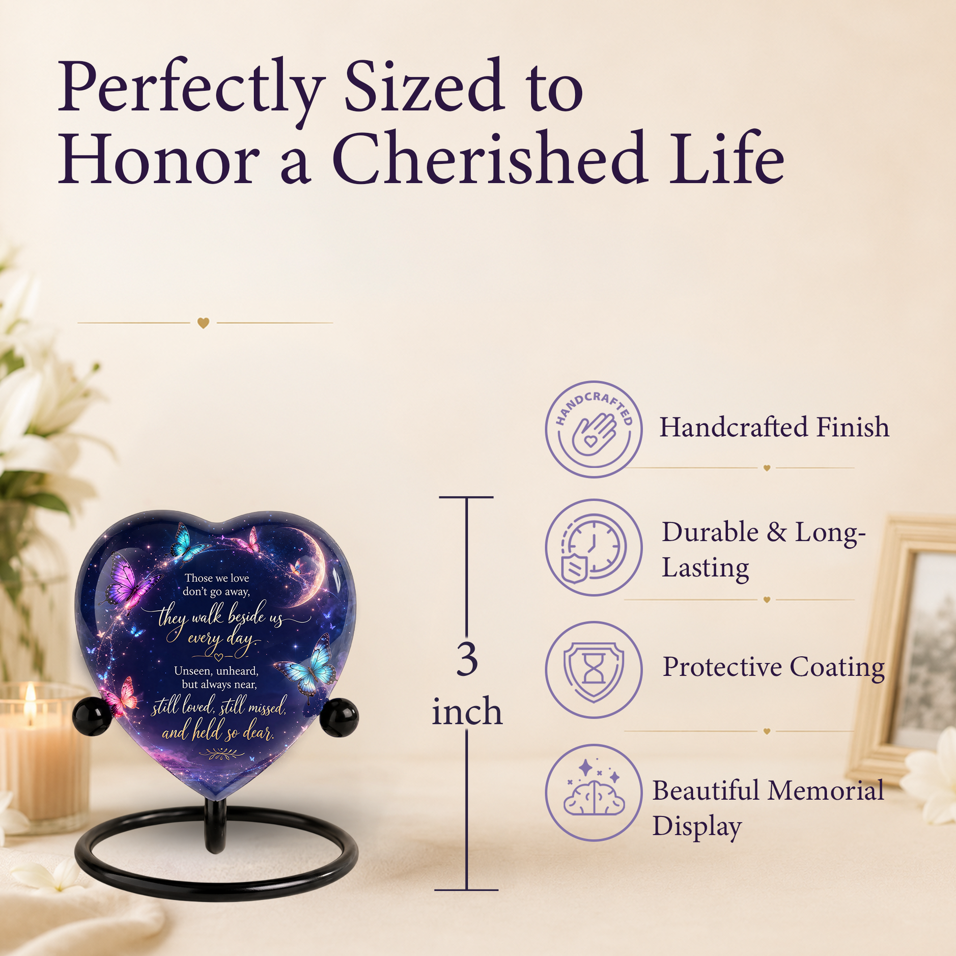 Butterfly Heart Shaped Urn for Ashes – Beautiful Memorial Butterfly Urn for Human Ashes