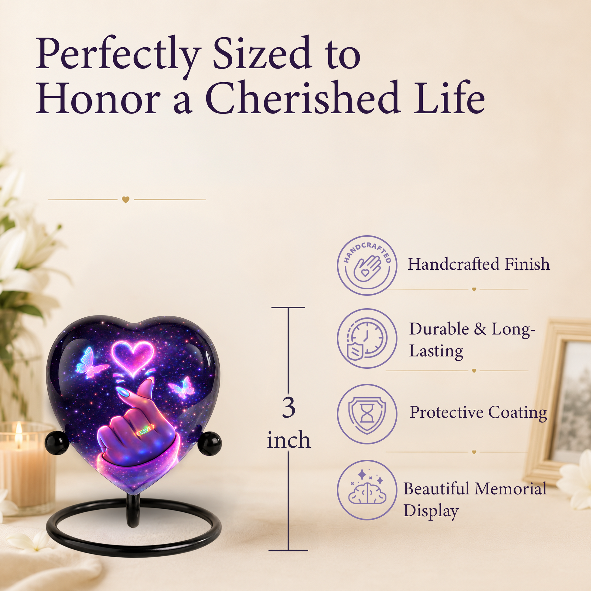 Galaxy Heart Adult Urn for Ashes, Unique Adult Cremation Urn with Love Heart