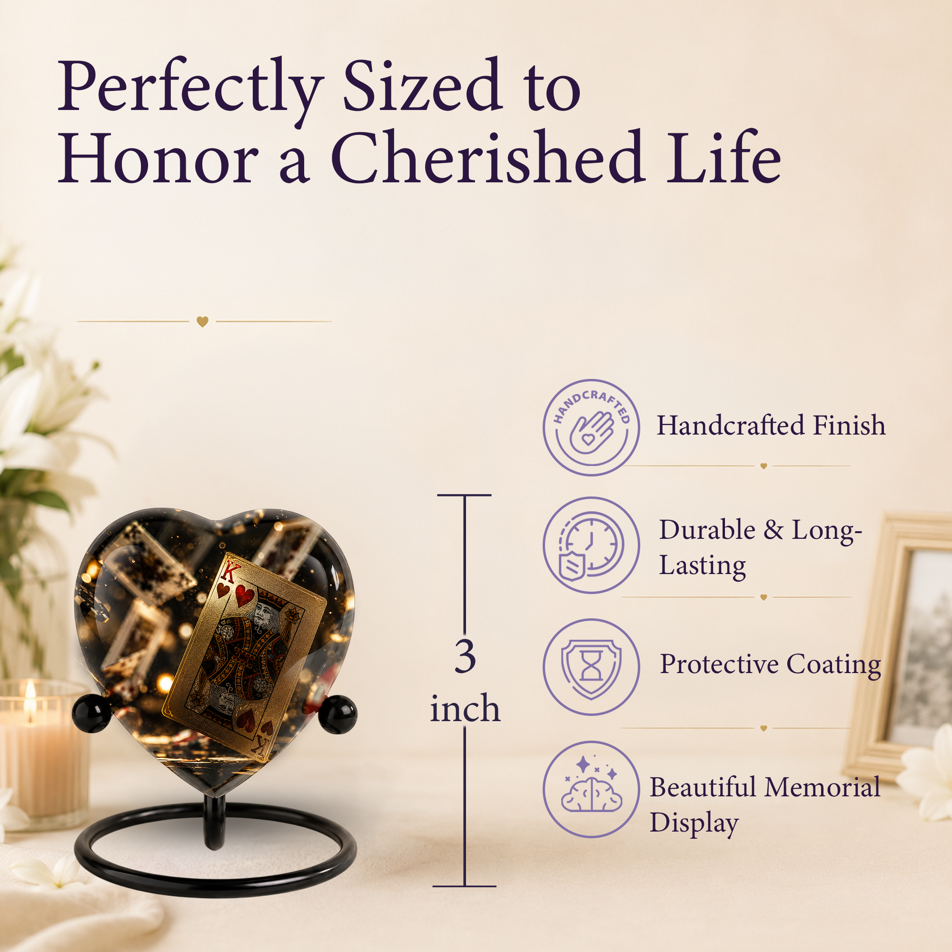 King of Hearts Heart-Shaped Adult Cremation Urn – Unique Keepsake Urn for Dad