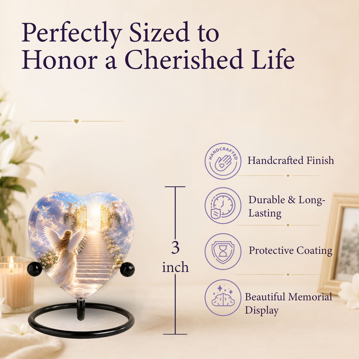 Angel Heaven Urn for Mom – Beautiful Female Adult Cremation Urn, Angel Wing Memorial Urn for Women
