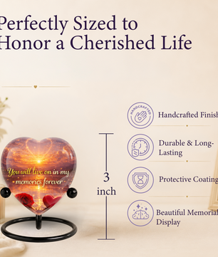 Heart-Shaped Sunset Memorial, Adult Cremation Urn, Adult Urns for Ashes, Romantic Keepsake Memorial