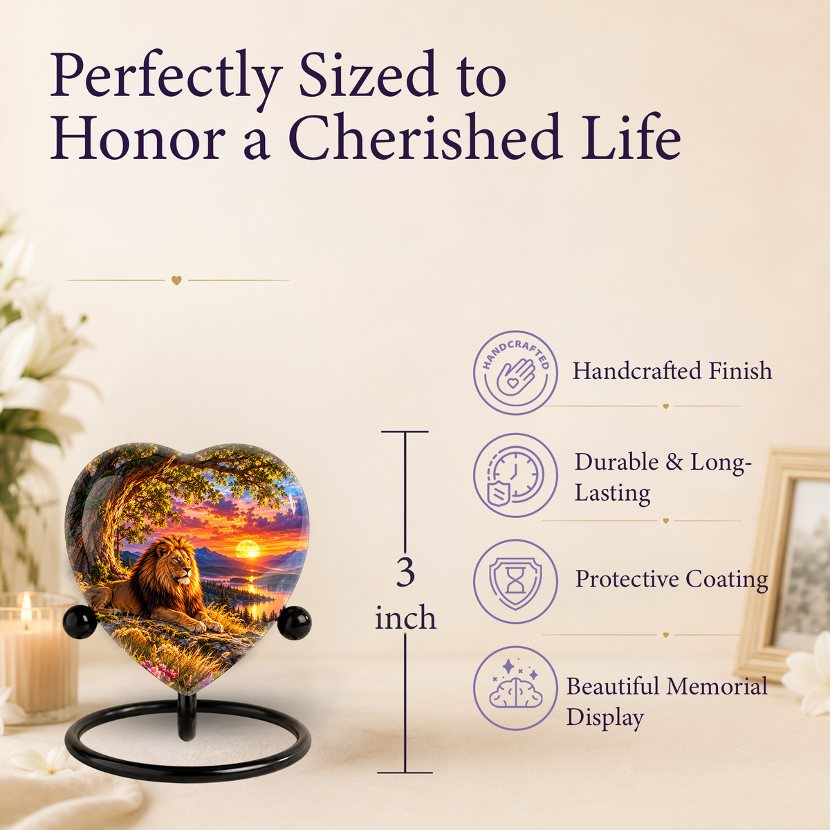 Lion Cremation Urn for Ashes, Lion Memorial Urn, Personalized Lion Urn, Lion Lover Memorial,