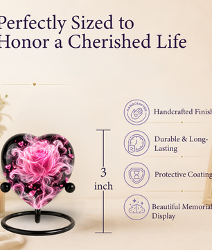Pink Rose Adult Cremation Urn for Ashes, Personalized Rose Memorial Urn, Heart Shaped Adult Urn, Pink Flower Cremation Urn, Love Urn