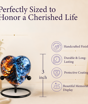 Wolf Adult Urn for Ashes, Fire and Ice Wolf Memorial Urn, Blue Moon Fantasy Cremation Urn