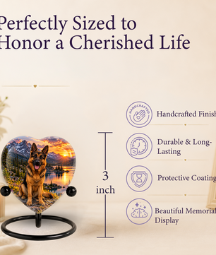 German Shepherd Heart Cremation Urn for Ashes, Personalized Adult Memorial Urn Heart Shaped Pet Memorial