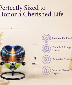 Football Soccer Adult Cremation Urn for Ashes, Personalized Sports Memorial Urn for Men & Adults