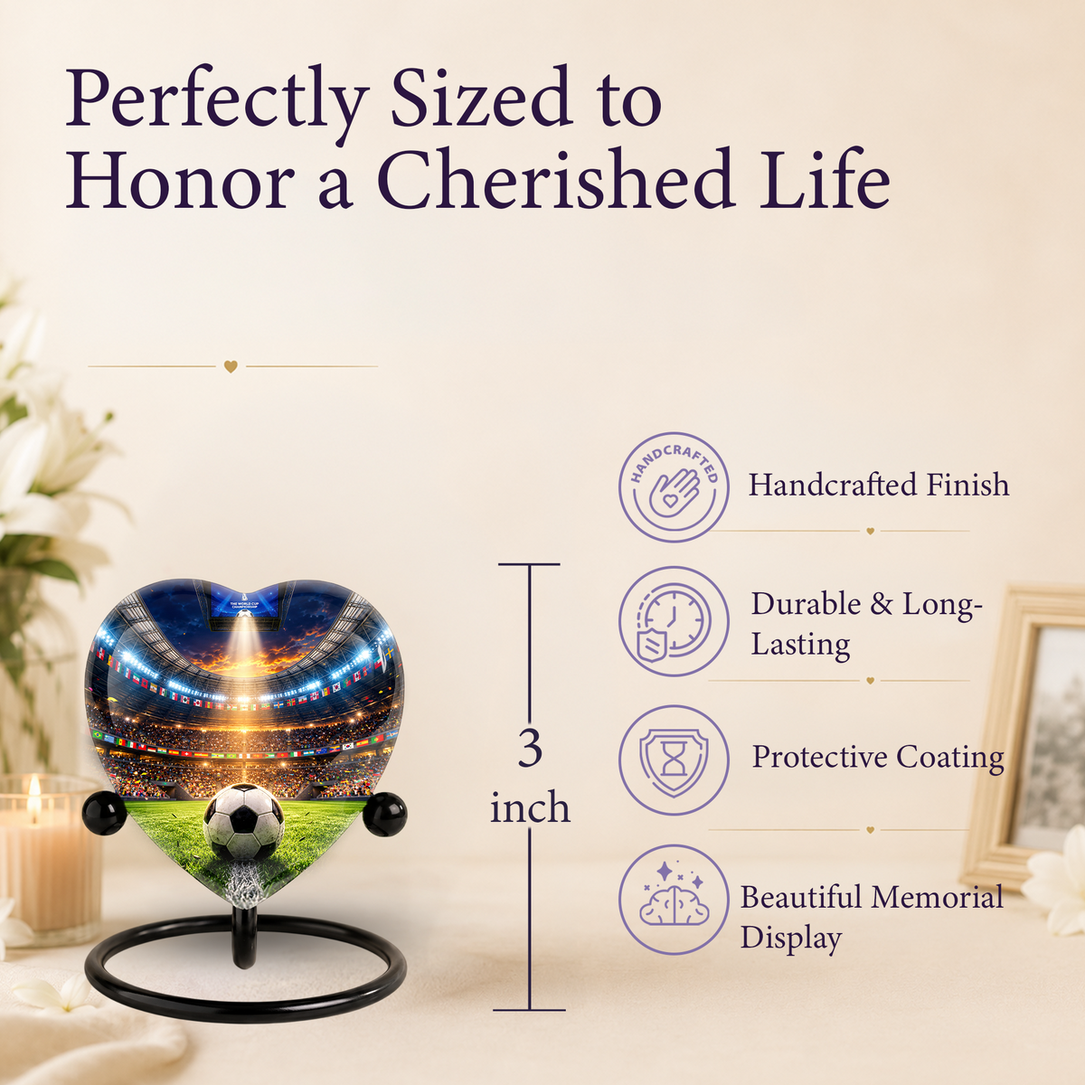 Football Soccer Adult Cremation Urn for Ashes, Personalized Sports Memorial Urn for Men & Adults